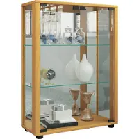 Hioshop Sintalo vitrinekast met spiegel 2 glazen deuren beuken decor.