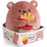 Nici knuffelbeer Nomo 16cm pluche speelgoed met frietjes in geschenkdoos.