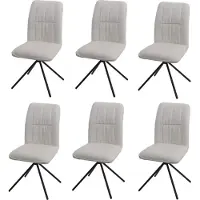 MCW Set van 6 eetkamerstoelen -N99, keukenstoel, draaibaar met Auto-Return, stof/textiel chenille (340 g/m²) ~ crème