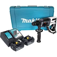 Makita Boormachine + slagboor, DHR 202 RGW accuklopboormachine 18 V 20 mm 2.0 J wit + 2x accu 6.0 Ah + lader + koffer (Oplaadbare batterij)