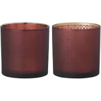 J-Line Windlicht oosters glas rood/goud medium assortiment van 2