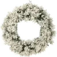 J-Line Kerstkrans+led warm wit plastiek besneeuwd groen large