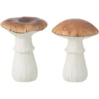 J-Line Paddenstoel porselein wit/bruin large assortiment van 2