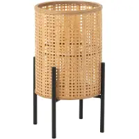 J-Line Lantaarn op voet bamboo naturel small