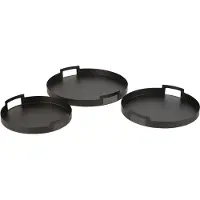 J-Line Set of 3 trays round metal black