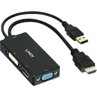 Lindy Adapter - - Converter HDMI naar DP/DVI/VGA - Ultra HD 4K - Plug &amp; Play - Multi-gebruik