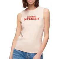 Superdry Dames Sport Luxe Grafisch T-shirt roze (L), Casual, Katoen, Mouwloos / spaghettibandjes W6011834A