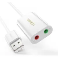UGREEN Externe USB Geluidskaart voor 3.5 mm Jack Wit