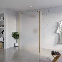 FortiFura Galeria Vrijstaande Inloopdouche - 120x200cm - Glas mat - antikalk - 8mm veiligheidsglas - 2 zijwanden 30cm - wandsteunen en hoekprofielen - Geborsteld koper PVD (Koper) SW927772