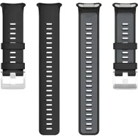 Strap-it Siliconen Smartwatch bandje - Geschikt voor Polar Vantage V2 sport bandje - zwart/grijs - Horlogeband / Polsband / Armband