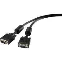 Renkforce VGA-aansluitkabel, VGA 15-polige stekker, VGA 15-polige stekker, 1,00 meter, zwart, modelnummer RF-4212495, met ferrietkern, VGA-kabel