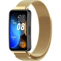 Strap-it Milanees Smartwatch bandje - Geschikt voor Huawei Band 8 / Huawei Band 9 / Huawei Band 10 Milanese band - goud - Horlogeband / Polsband / Armband