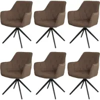 MCW Set van 6 eetkamerstoelen -L80, keukenstoel Gestoffeerde stoel Stoel met armleuningen, draaibaar, metaal Stof/textiel ~ bruin