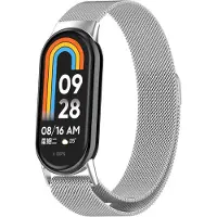 Strap-it Milanese band met magneetsluiting - Geschikt voor Xiaomi Smart Band 11 / Smart Band 10 / Smart Band 9 / Smart Band 8 (zilver)