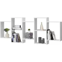 En.casa Wandplank Jessheim met 7 vakken 161x18x65 cm wit mat