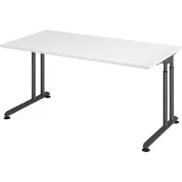 Hjh OFFICE PRO ZENO 16 G 160 x 80 - hoogte - verstelbaar frame zilver - 160 x 80 Tafelhoogte I In hoogte verstelbaar Wit/Grafiet