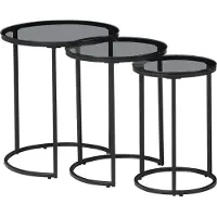 En.casa Bijzettafel set van 3 Kyyjärvi zwart en transparant