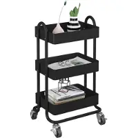 En.casa Keukentrolley Pyhäntä met 3 manden 78,5x46x35 cm zwart