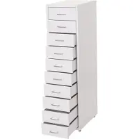 MCW Trolley kast Boston T851, stalen ladekast, 110x28x41cm 10 laden ~ wit