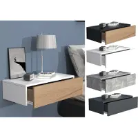 Hioshop UsalM60 nachtkastje wandmontage 1 lade wit, eik decor.