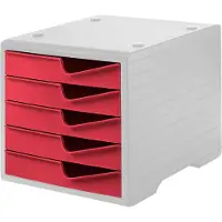 Styro Ladebox styroswing, 5 laden, uittrekstop & verzonken greep, stapelbaar, B 270 x D 340 x H 255 mm, polystyreen, grijs-cranberry
