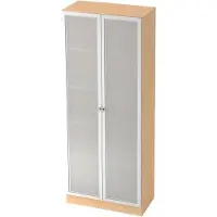 Hammerbacher Archiefkast met glazen deuren ULM, 5 ordnerhoogten, B 800 x D 420 x H 2004 mm, esdoornpatroon