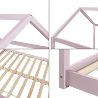 En.casa Kinderbed Cerro huisbed met matras 120x200 cm roze