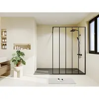 Vente-unique Wand voor inloopdouche met industriële stijl ATALIA - 140 x 200 cm L 140 cm x H 200 cm x D 0.6 cm