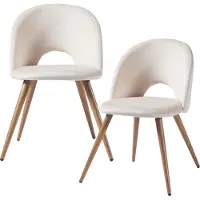 En.casa Eetkamerstoelen Karijo set van 2 fluweel 77x50x55 cm beige en houtkleurig []