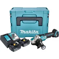 Makita DGA 520 RGJX1 accu haakse slijper 18 V 125 mm X-LOCK Brushless + 2x accu 6.0 Ah + lader + Makpac