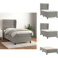 vidaXL Boxspring met matras fluweel lichtgrijs 80x200 cm