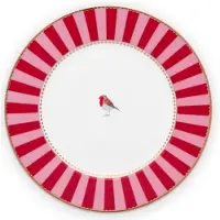 Pip studio Bord Love Birds Stripes Red Pink 17 cm (Set van 6)