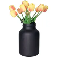 Countryfield Kunstbloemen boeket Tulp Tulipa - 12x - 44 cm - geel/oranje - Real Touch - kunst zijdebloemen