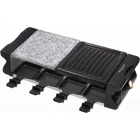 Michelino 74383 - Raclett BBQ-grill voor 8 personen met 8 stenen platen PP-spatels tafelgrill grillplaat semi-antiaanbakplaat