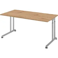 Hammerbacher Bureau ZENO in hoogte verstelbaar 160 x 80 Essen-Eik - Zilver