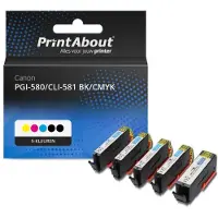 PrintAbout Huismerk Canon PGI-580/CLI-581 BK/CMYK Inktcartridge 5-kleuren Multipack