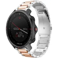 Strap-it Stalen schakel bandje - geschikt voor Polar Grit X / Grit X Pro / Vantage M / M2 / M3 / V3 - zilver/rosé goud