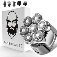 Sansbeauté 6-in-1 Scheerapparaat Mannen – Trimmer - SkullSharp V1 | 7 Head - Nat & Droog - Electric Face Head & Hair Shaver – Hoofd Kaal Scheren - Opzetstukken - Elektrisch