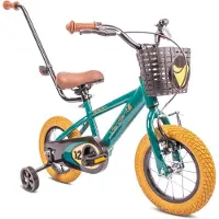 Sun baby Verdant Bike Kinderfiets voor jongens 12 inch Donkergroen, leeftijd 2 tot 6 jaar, met zijwieltjes, duwstang, handrem