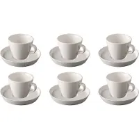 Palmer - Da Vinci - Koffie kop en schotel - 6 stuks - 20 cl - Wit - Porselein - Koffiekopjes