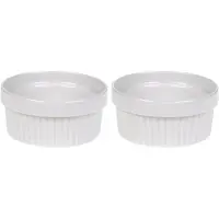 Excellent houseware Set van keramische bakschalen - 2 stuks, 260 mL, Wit