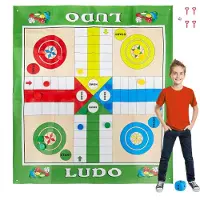 Relaxdays XXL - 160x180 cm - met 16 speelstukken - 2 dobbelstenen - 4 haringen