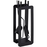 Relaxdays haardset - 5-delig - pook - asschep - bezem - tang - houder - haardgereedschap - zwart