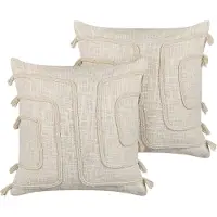 Beliani PLEIONE - Sierkussen set van 2 - Lichtbeige - 45 x 45 cm - Katoen