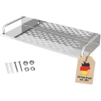 Intirilife doucheplank roestvrij staal 40 x 13 cm - douchemand badkamerplank met praktische afvoergoten voor boren