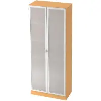Kaiser+Kraft Archiefkast met glazen deuren ULM, 5 ordnerhoogten, B 800 x D 420 x H 2004 mm, beukenpatroon