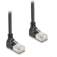 DeLOCK - Netwerkkabel - RJ-45 (M) naar opwaarts gebogen RJ-45 (M) (opwaarts gebogen) - 25 cm - 4,5 mm - S/FTP - CAT 6a - afgeschermd, halogenvrij - Zwart