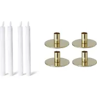 Novaliv set van 4 kaarsenhouders metaal goud 10x5cm met premium LED kaarshouder echte waskaars tafelkaars vlamloos op batterijen woondecoratie kersttafeldecoratie kaarsenhouder kaarspin