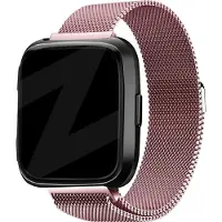 Bandz Milanese loop band geschikt voor Fitbit Versa / Versa 2 - Hoogwaardig gevlochten stalen materiaal smartwatchbandje - Milanees bandje met magneetsluiting - roze gevlochten stalen bandje