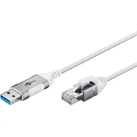 Goobay USB-A naar RJ45 LAN kabel | Slimline | USB3.0 | CAT6 | wit | 1 meter